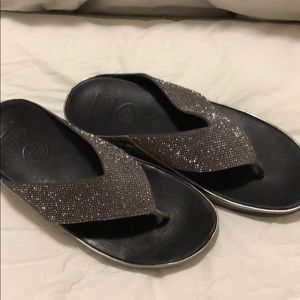 💕💕SALE💕💕Crystal Wedge Fit Flops Worn once!!